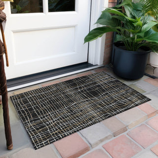 Piper Looms Chantille Stripes ACN998 Black Machine Washable Area Rug Scatter Outdoor Lifestyle Image Feature