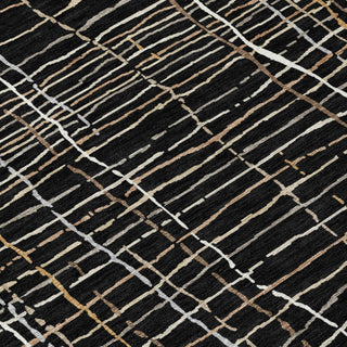 Piper Looms Chantille Stripes ACN998 Black Machine Washable Area Rug Swatch Image