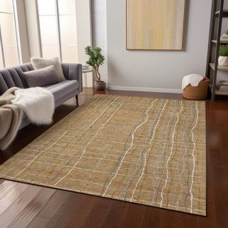 Piper Looms Chantille Stripes ACN998 Gold Machine Washable Area Rug Lifestyle Image Feature