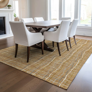 Piper Looms Chantille Stripes ACN998 Gold Machine Washable Area Rug Lifestyle Image Feature