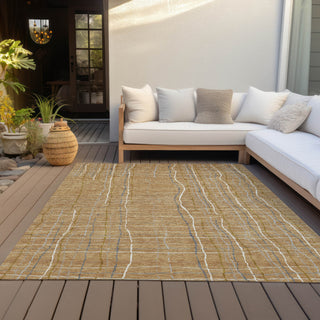 Piper Looms Chantille Stripes ACN998 Gold Machine Washable Area Rug Outdoor Lifestyle Image Feature