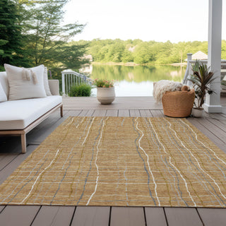 Piper Looms Chantille Stripes ACN998 Gold Machine Washable Area Rug Outdoor Lifestyle Image Feature