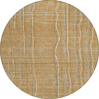 Piper Looms Chantille Stripes ACN998 Gold Machine Washable Area Rug Round Main Image