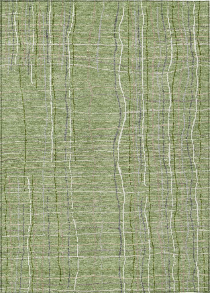 Piper Looms Chantille Stripes ACN998 Green Machine Washable Area Rug main image