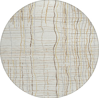 Piper Looms Chantille Stripes ACN998 Ivory Machine Washable Area Rug Round Main Image