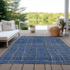 Piper Looms Chantille Stripes ACN998 Navy Machine Washable Area Rug Outdoor Lifestyle Image Feature