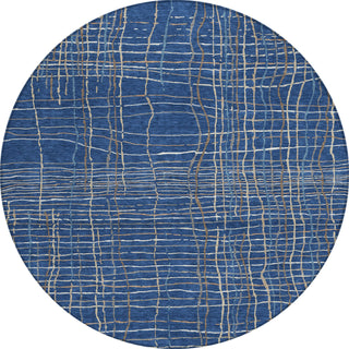 Piper Looms Chantille Stripes ACN998 Navy Machine Washable Area Rug Round Main Image