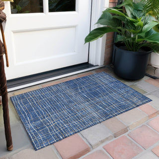 Piper Looms Chantille Stripes ACN998 Navy Machine Washable Area Rug Scatter Outdoor Lifestyle Image Feature