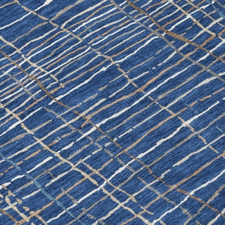 Piper Looms Chantille Stripes ACN998 Navy Machine Washable Area Rug Swatch Image