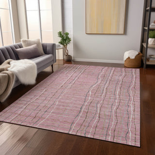 Piper Looms Chantille Stripes ACN998 Pink Machine Washable Area Rug Lifestyle Image Feature