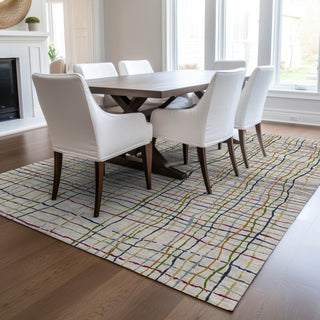 Piper Looms Chantille Stripes ACN998 Putty Machine Washable Area Rug Lifestyle Image Feature