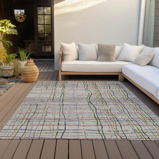 Piper Looms Chantille Stripes ACN998 Putty Machine Washable Area Rug Outdoor Lifestyle Image Feature