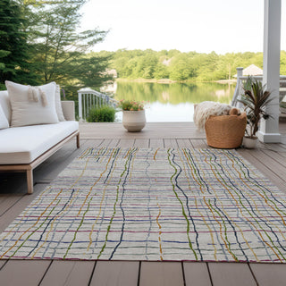 Piper Looms Chantille Stripes ACN998 Putty Machine Washable Area Rug Outdoor Lifestyle Image Feature