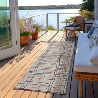 Piper Looms Chantille Stripes ACN998 Putty Machine Washable Area Rug Runner Outdoor Lifestyle Image Feature