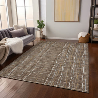 Piper Looms Chantille Stripes ACN998 Taupe Machine Washable Area Rug Lifestyle Image Feature