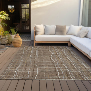 Piper Looms Chantille Stripes ACN998 Taupe Machine Washable Area Rug Outdoor Lifestyle Image Feature