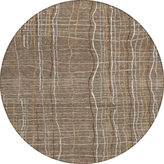 Piper Looms Chantille Stripes ACN998 Taupe Machine Washable Area Rug Round Main Image