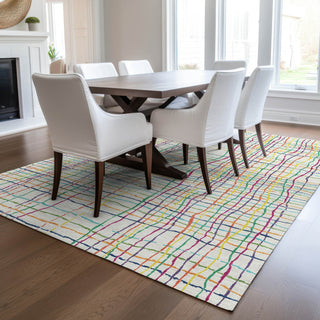 Piper Looms Chantille Stripes ACN998 White Machine Washable Area Rug Lifestyle Image Feature