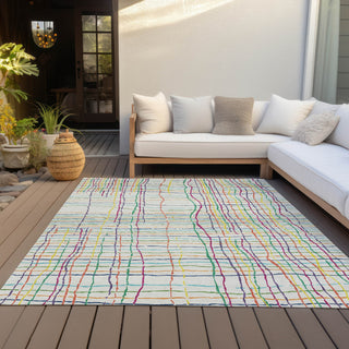 Piper Looms Chantille Stripes ACN998 White Machine Washable Area Rug Outdoor Lifestyle Image Feature