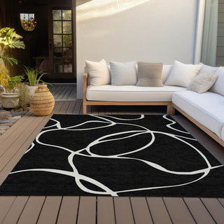 Piper Looms Chantille Swirls ACN999 Black Machine Washable Area Rug Outdoor Lifestyle Image Feature
