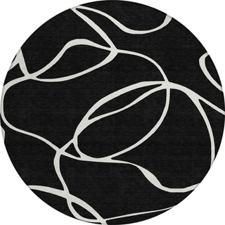 Piper Looms Chantille Swirls ACN999 Black Machine Washable Area Rug Round Main Image