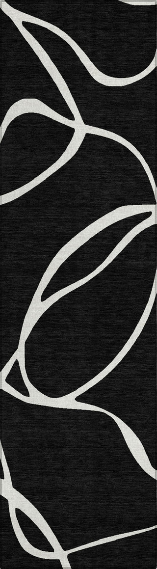 Piper Looms Chantille Swirls ACN999 Black Machine Washable Area Rug Runner Main Image