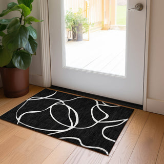Piper Looms Chantille Swirls ACN999 Black Machine Washable Area Rug Scatter Lifestyle Image Feature