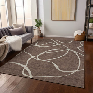 Piper Looms Chantille Swirls ACN999 Brown Machine Washable Area Rug Lifestyle Image Feature