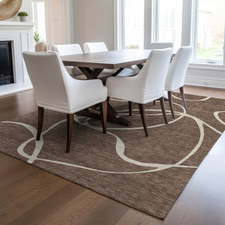 Piper Looms Chantille Swirls ACN999 Brown Machine Washable Area Rug Lifestyle Image Feature