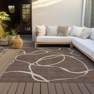 Piper Looms Chantille Swirls ACN999 Brown Machine Washable Area Rug Outdoor Lifestyle Image Feature