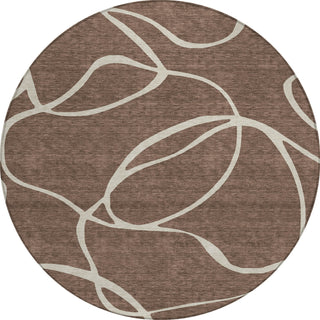 Piper Looms Chantille Swirls ACN999 Brown Machine Washable Area Rug Round Main Image