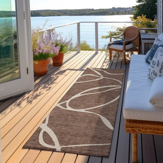 Piper Looms Chantille Swirls ACN999 Brown Machine Washable Area Rug Runner Outdoor Lifestyle Image Feature