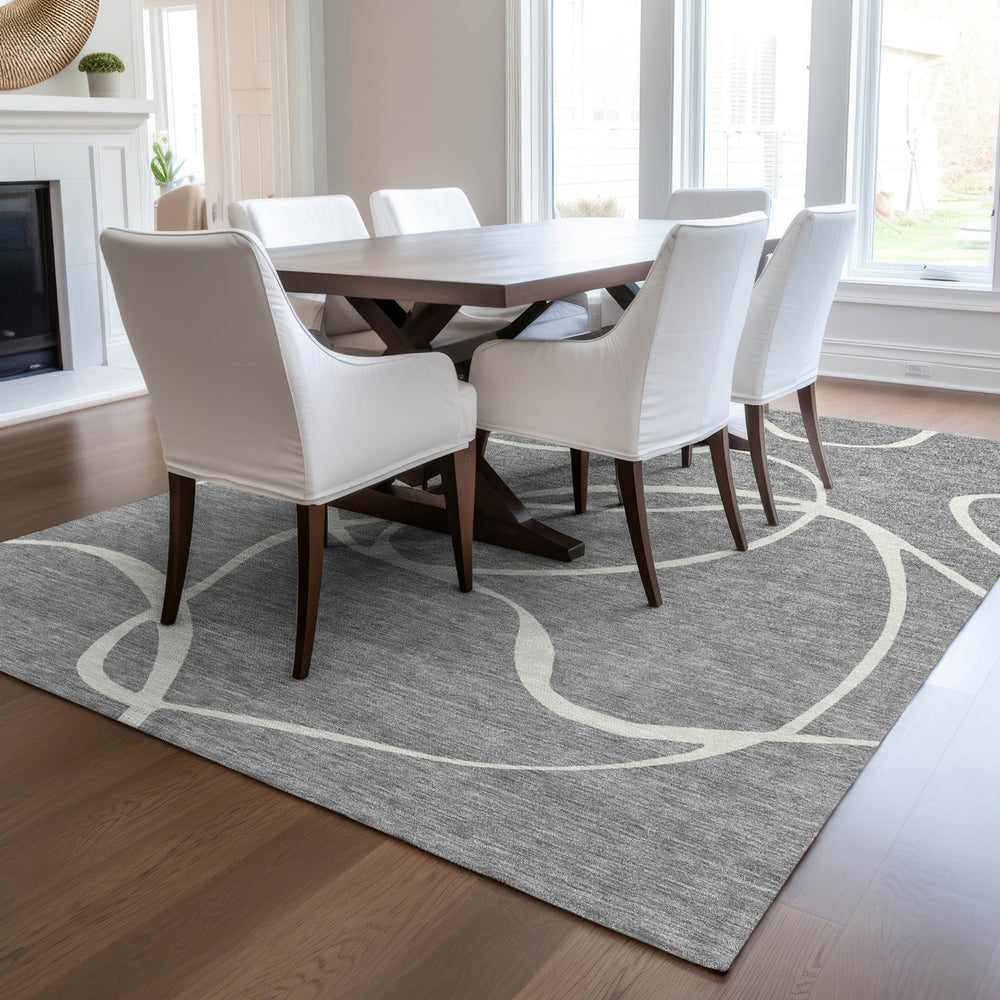 Piper Looms Chantille Swirls ACN999 Gray Machine Washable Area Rug Lifestyle Image Feature