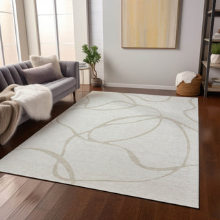 Piper Looms Chantille Swirls ACN999 Ivory Machine Washable Area Rug Lifestyle Image Feature