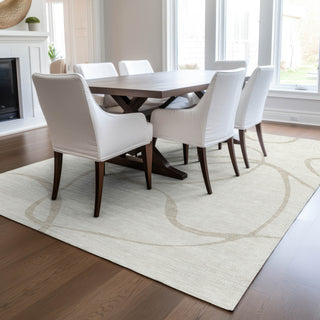 Piper Looms Chantille Swirls ACN999 Ivory Machine Washable Area Rug Lifestyle Image Feature