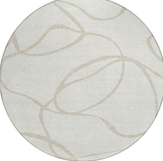 Piper Looms Chantille Swirls ACN999 Ivory Machine Washable Area Rug Round Main Image