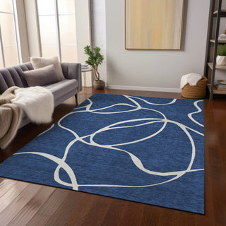 Piper Looms Chantille Swirls ACN999 Navy Machine Washable Area Rug Lifestyle Image Feature