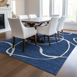 Piper Looms Chantille Swirls ACN999 Navy Machine Washable Area Rug Lifestyle Image Feature
