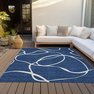 Piper Looms Chantille Swirls ACN999 Navy Machine Washable Area Rug Outdoor Lifestyle Image Feature