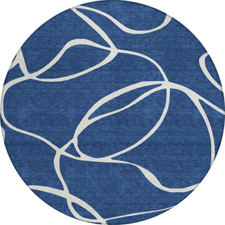 Piper Looms Chantille Swirls ACN999 Navy Machine Washable Area Rug Round Main Image