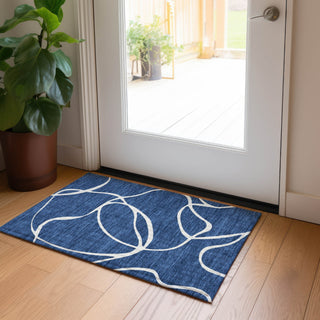 Piper Looms Chantille Swirls ACN999 Navy Machine Washable Area Rug Scatter Lifestyle Image Feature