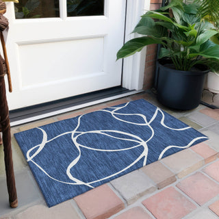 Piper Looms Chantille Swirls ACN999 Navy Machine Washable Area Rug Scatter Outdoor Lifestyle Image Feature
