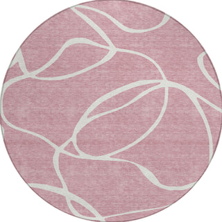 Piper Looms Chantille Swirls ACN999 Pink Machine Washable Area Rug Round Main Image