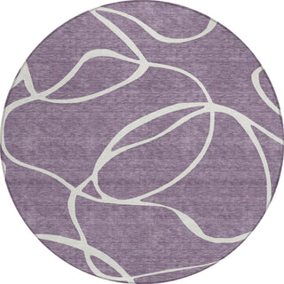 Piper Looms Chantille Swirls ACN999 Purple Machine Washable Area Rug Round Main Image