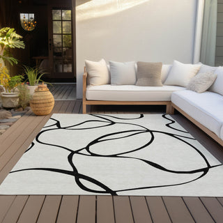 Piper Looms Chantille Swirls ACN999 White Machine Washable Area Rug Outdoor Lifestyle Image Feature