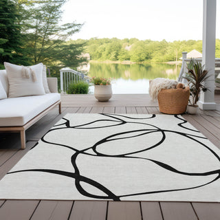 Piper Looms Chantille Swirls ACN999 White Machine Washable Area Rug Outdoor Lifestyle Image Feature