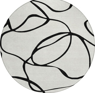 Piper Looms Chantille Swirls ACN999 White Machine Washable Area Rug Round Main Image