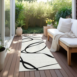 Piper Looms Chantille Swirls ACN999 White Machine Washable Area Rug Runner Outdoor Lifestyle Image Feature