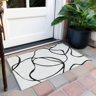Piper Looms Chantille Swirls ACN999 White Machine Washable Area Rug Scatter Outdoor Lifestyle Image Feature