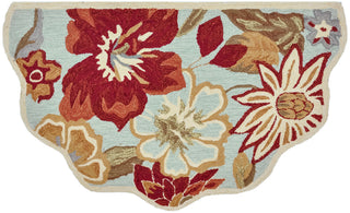 Loloi Summerton SRS04 Mist / Red Area Rug aerial 2-3 x 3-9 scalloped hearth